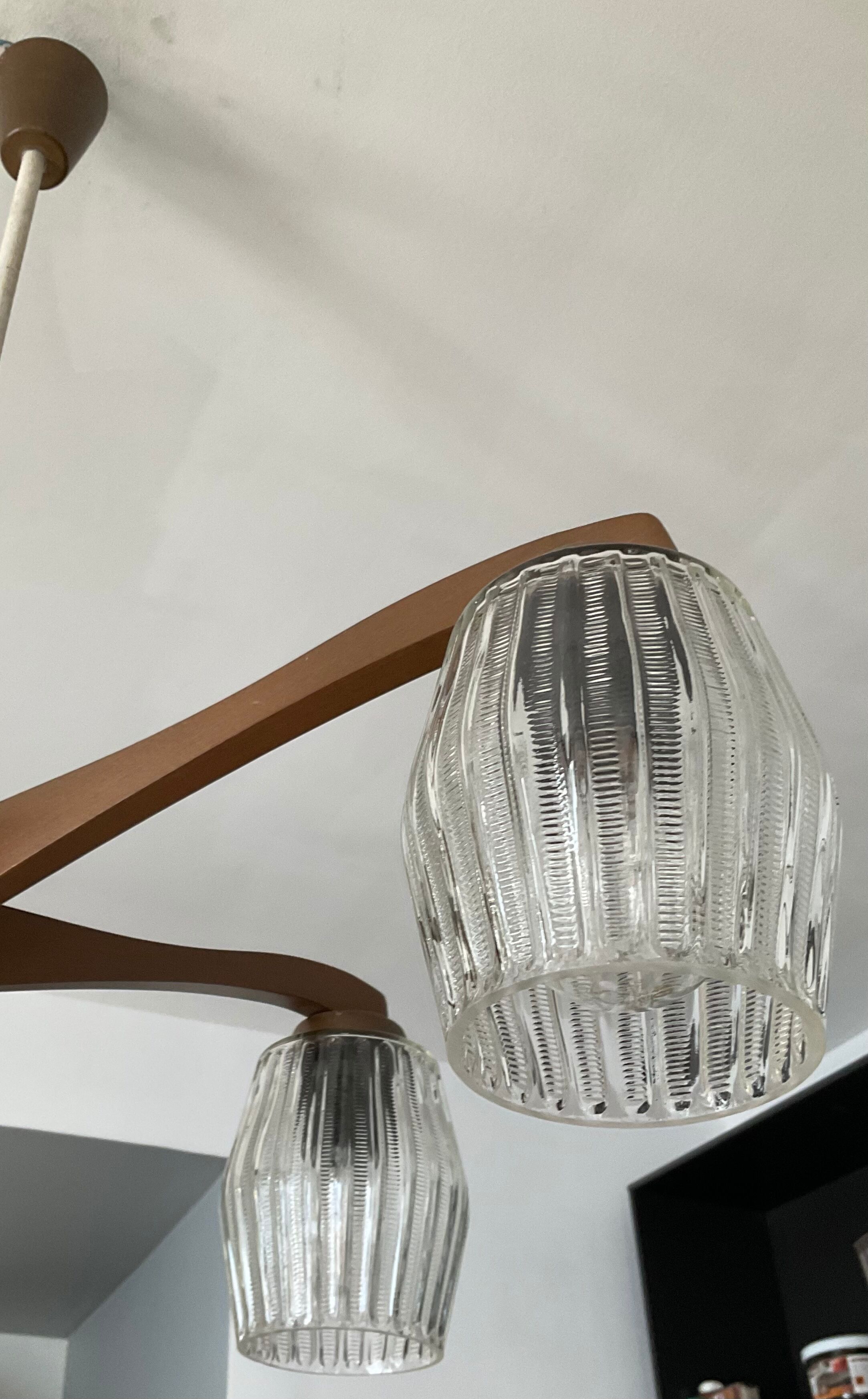 Scandinavian teak chandelier from the 60s and 70s