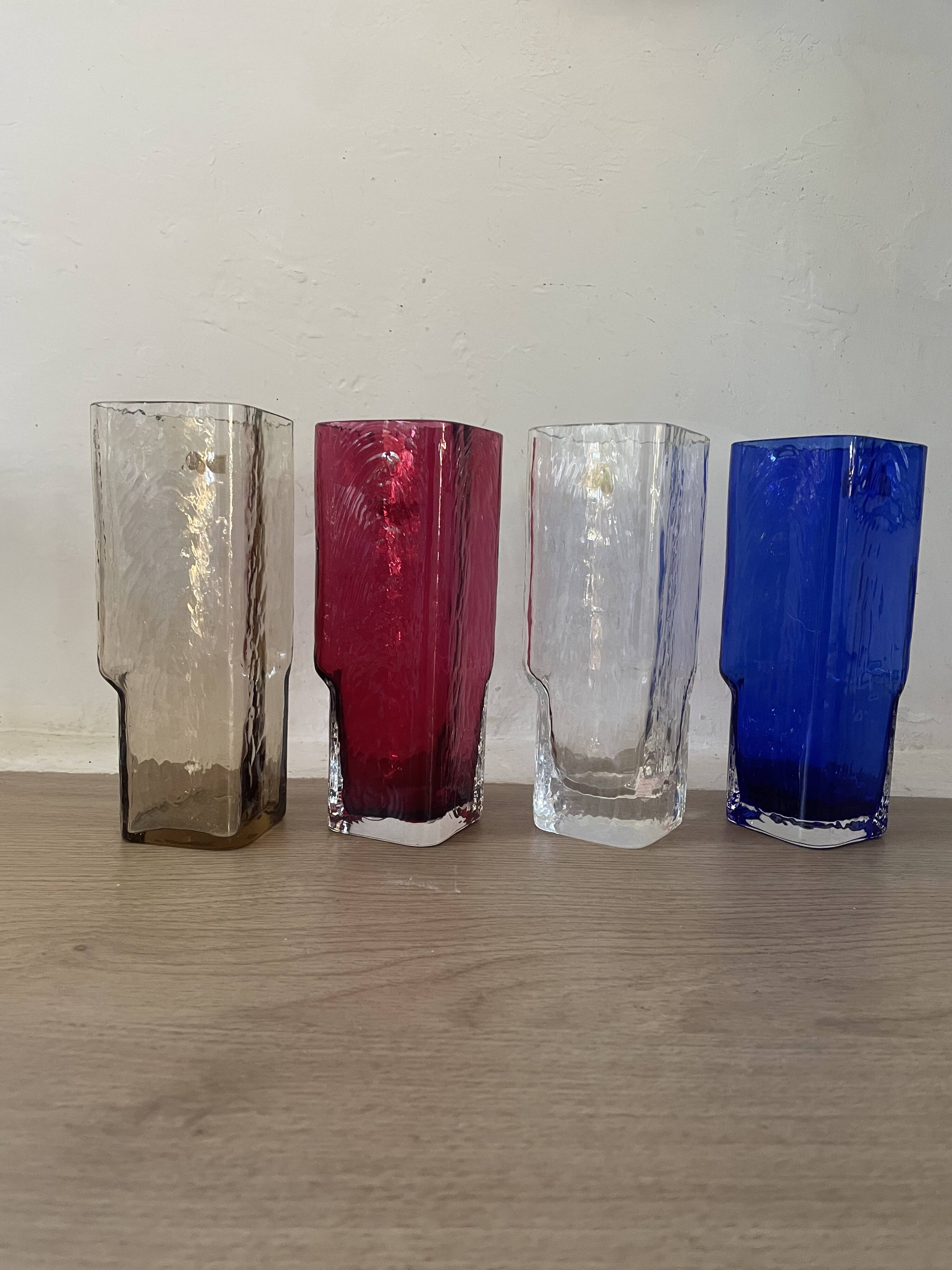 4 vintage coloured long drink glasses in Murano glass by Nason Moretti,