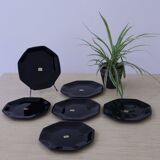 6 "Octime" black Arcoroc dessert plates