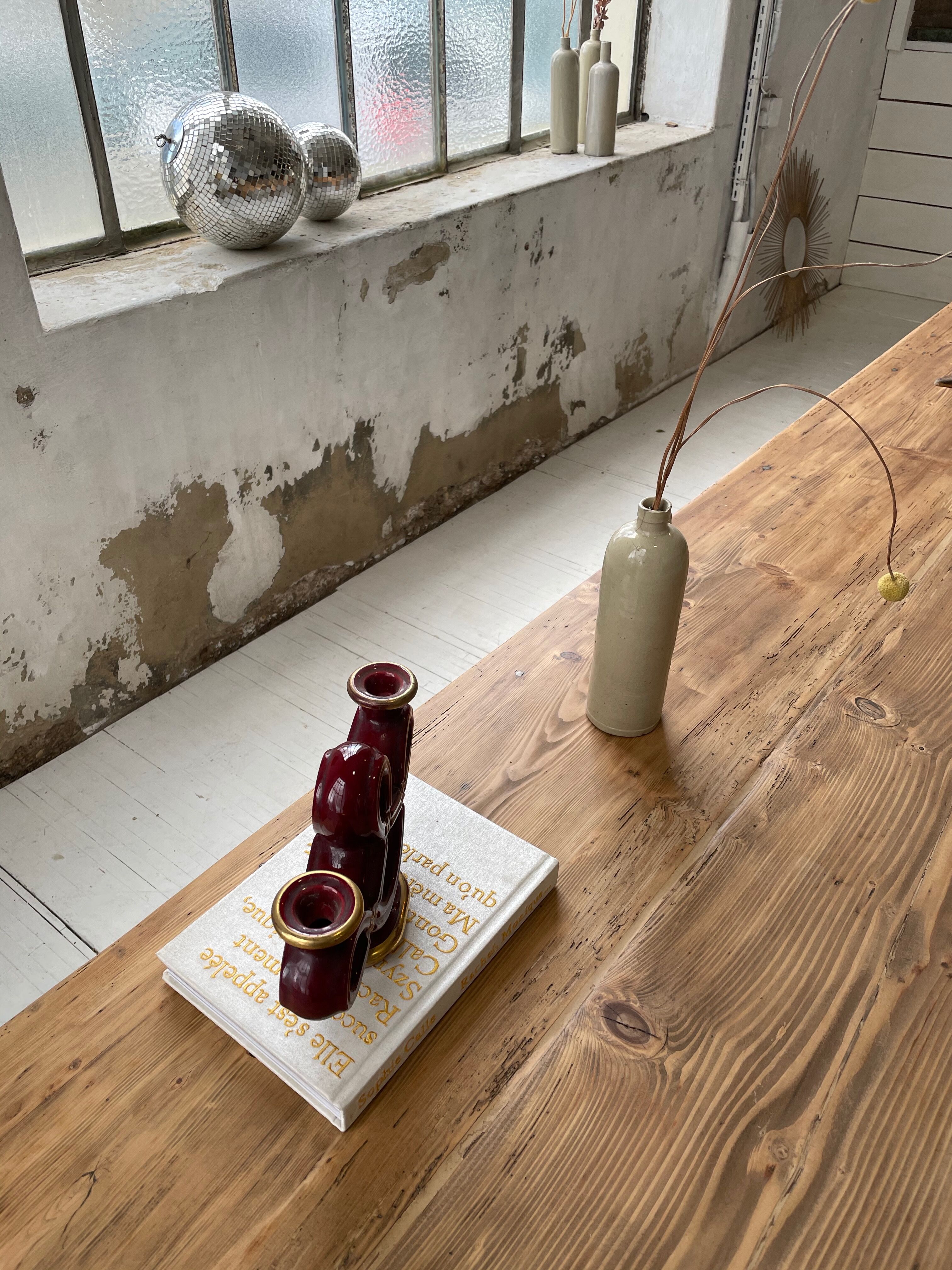 Vintage Vallauris red ceramic candlestick