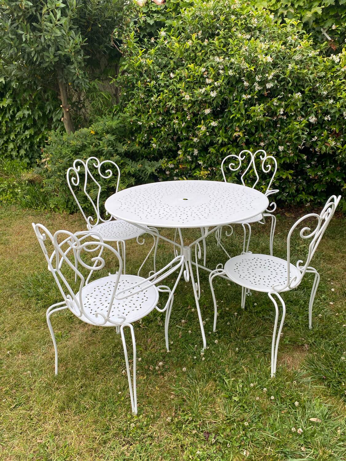 Old wrought iron garden furniture from the 1950s