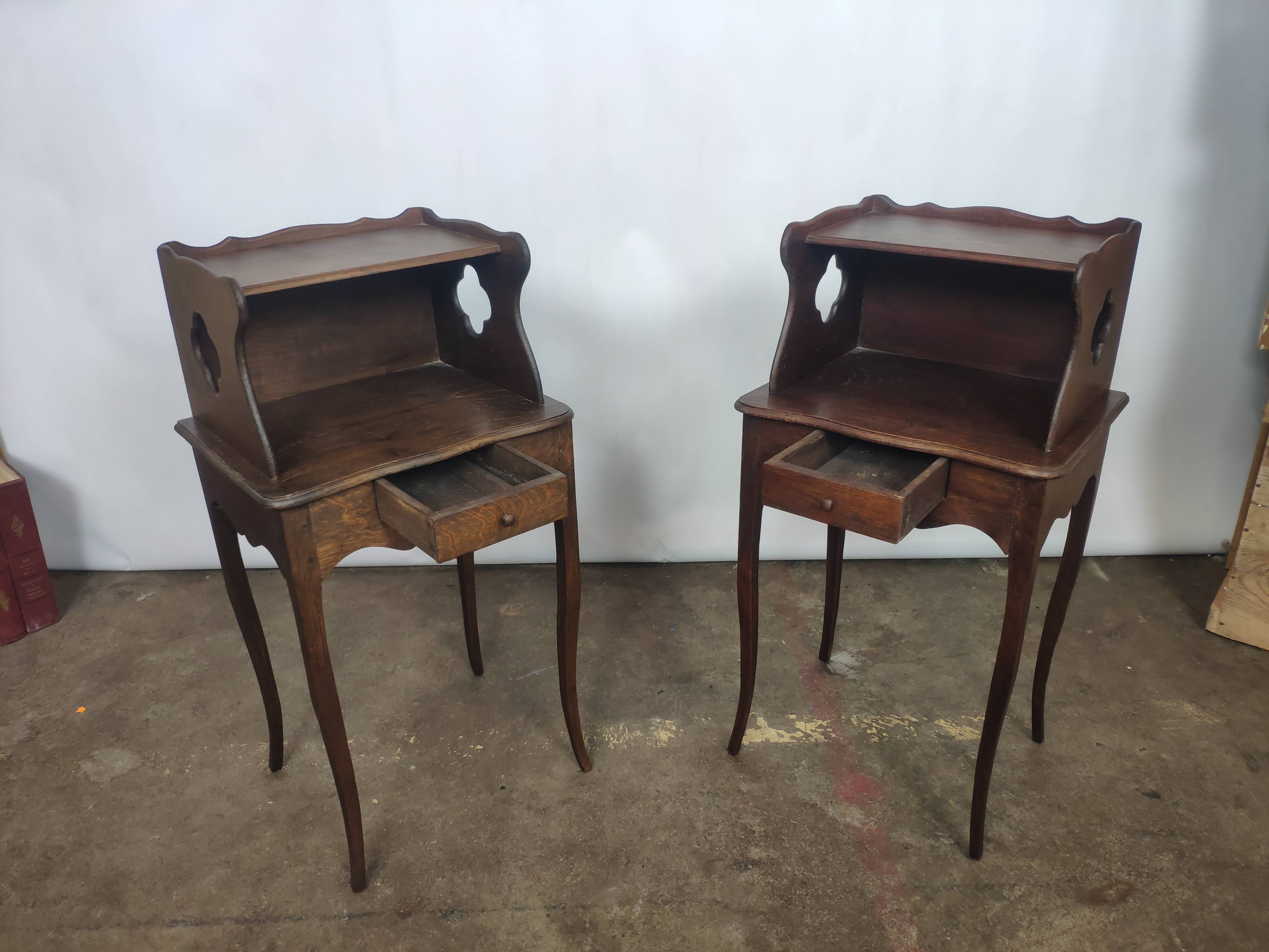 Pair of bedside in old oak