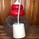 Old transparent & red cracked glass pendant lamp 1970s vintage #a548