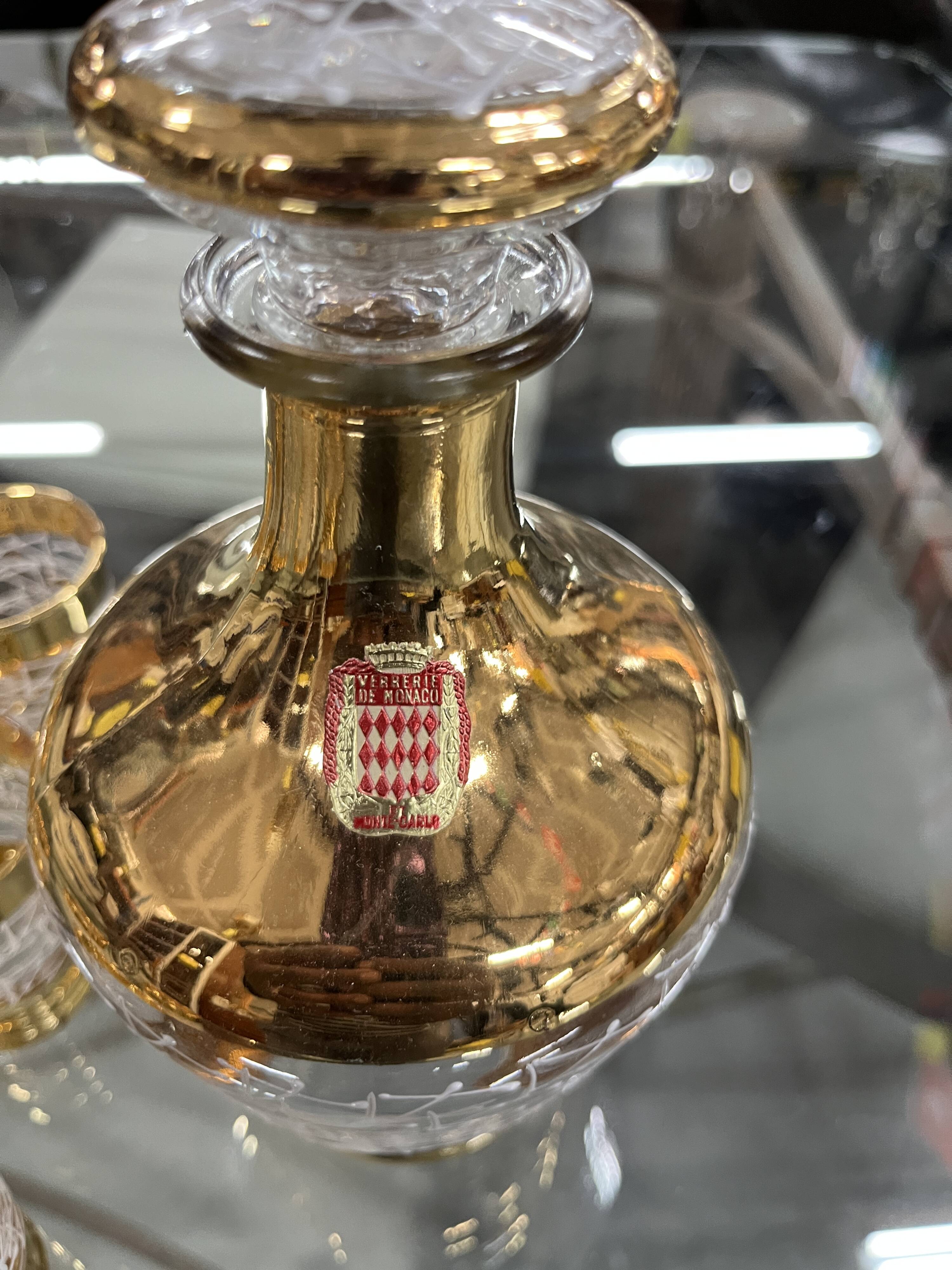 Service alcool carafe verres liqueur Verrerie de Monaco