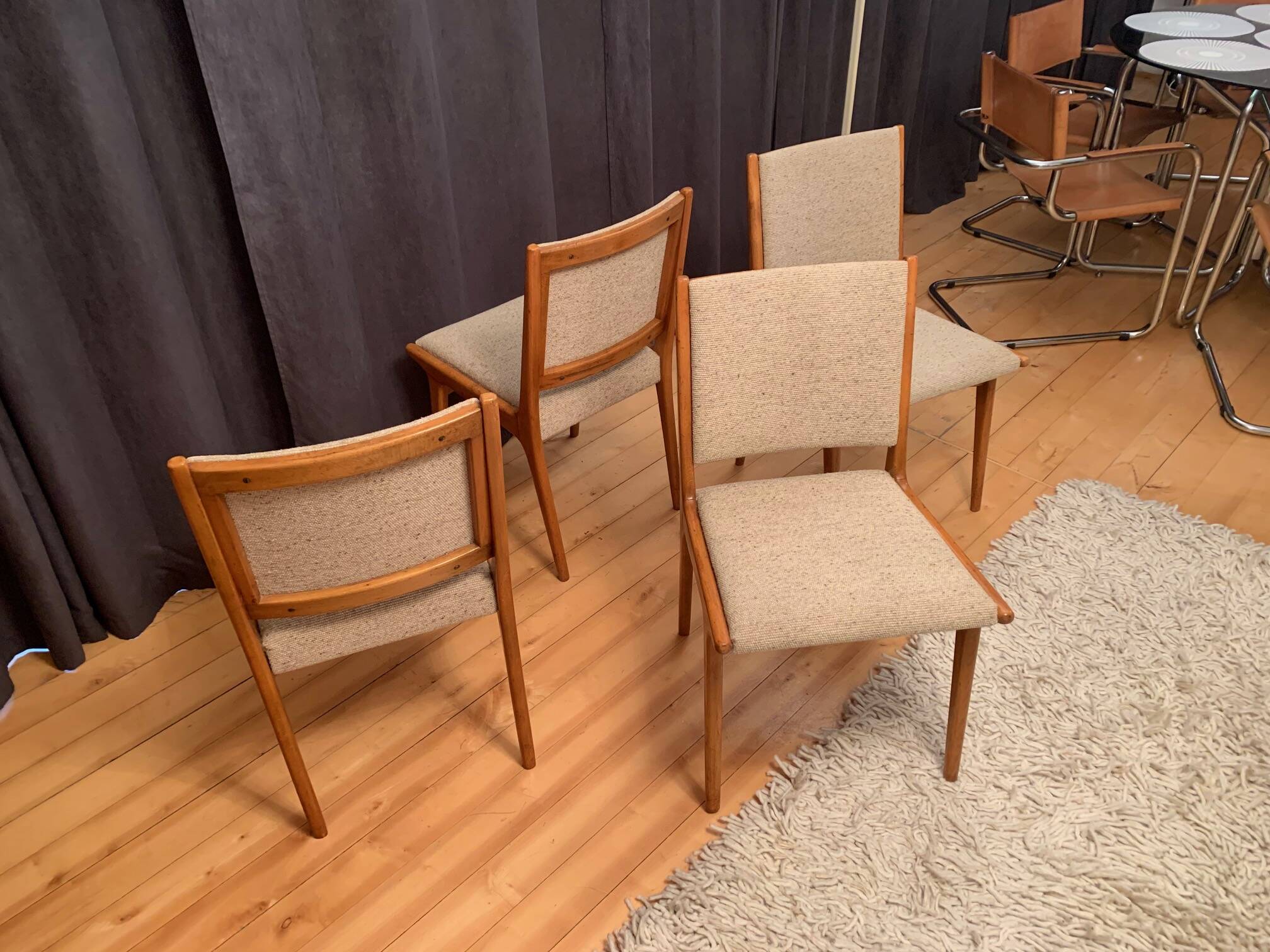 Set of four Cane Back chairs designed by Jens Risom, JO Carlssons, Sweden, 1950s