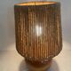 Wooden lamp, new braided fabric cable, cord lampshade, 1960s.