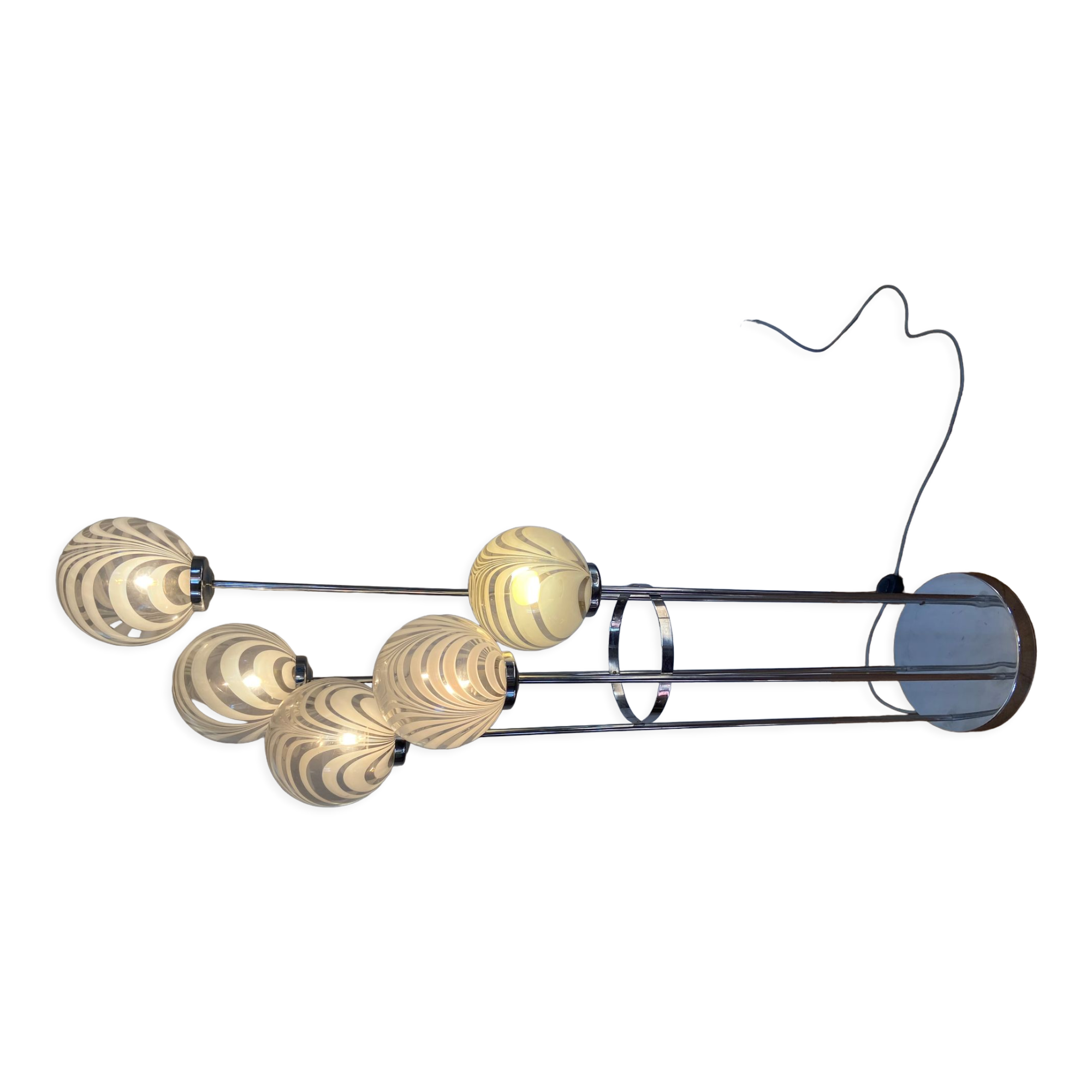 Waterfall floor lamp 5 globes Marinha Grande factory 70s