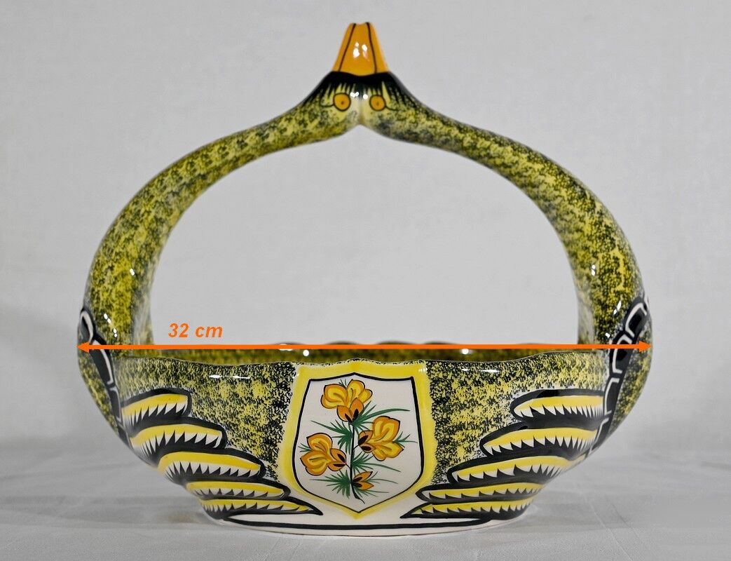 Earthenware basket, Manufacture Henriot Quimper – Mid-twentieth century