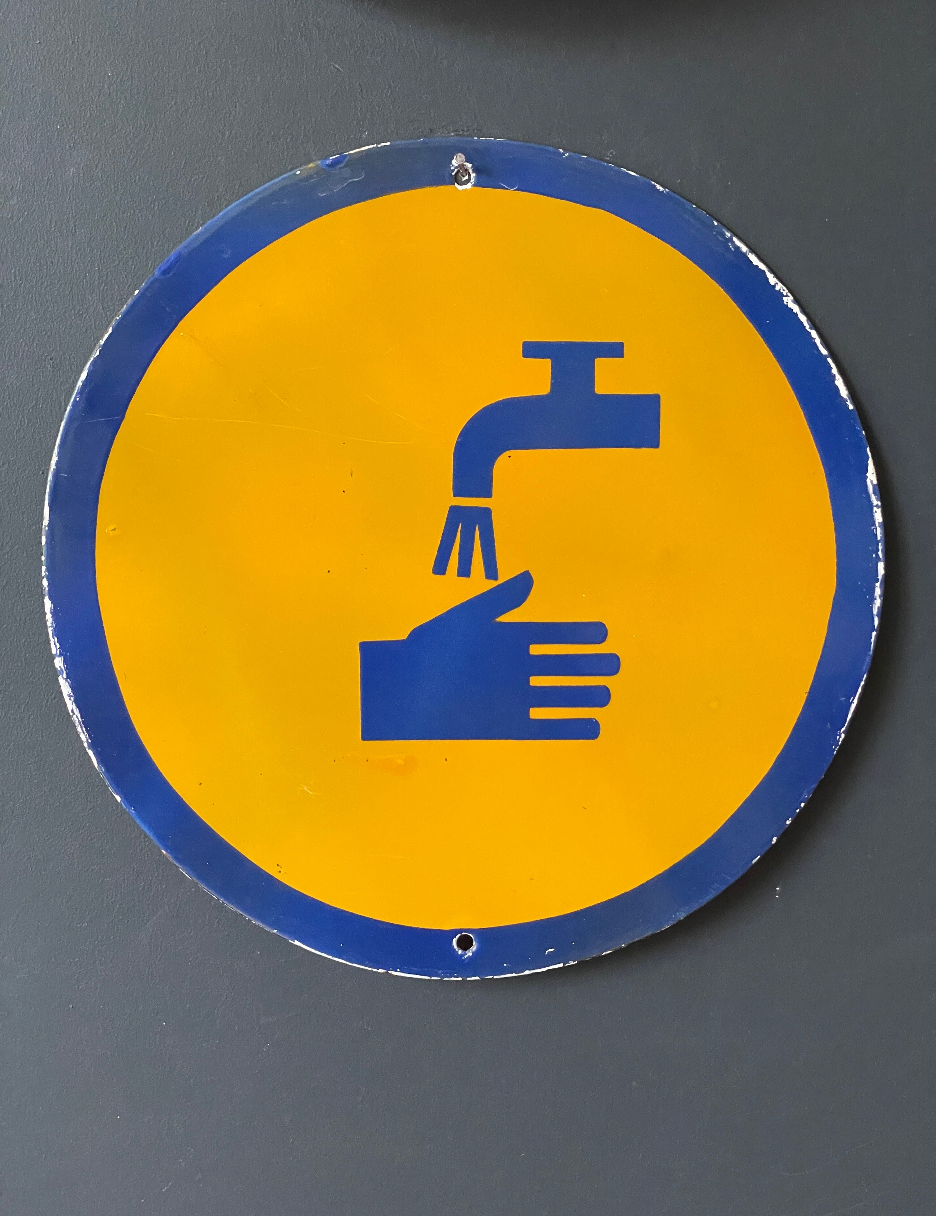 WASH YOUR HANDS Vintage European Industrial Enamel Signs Decoration
