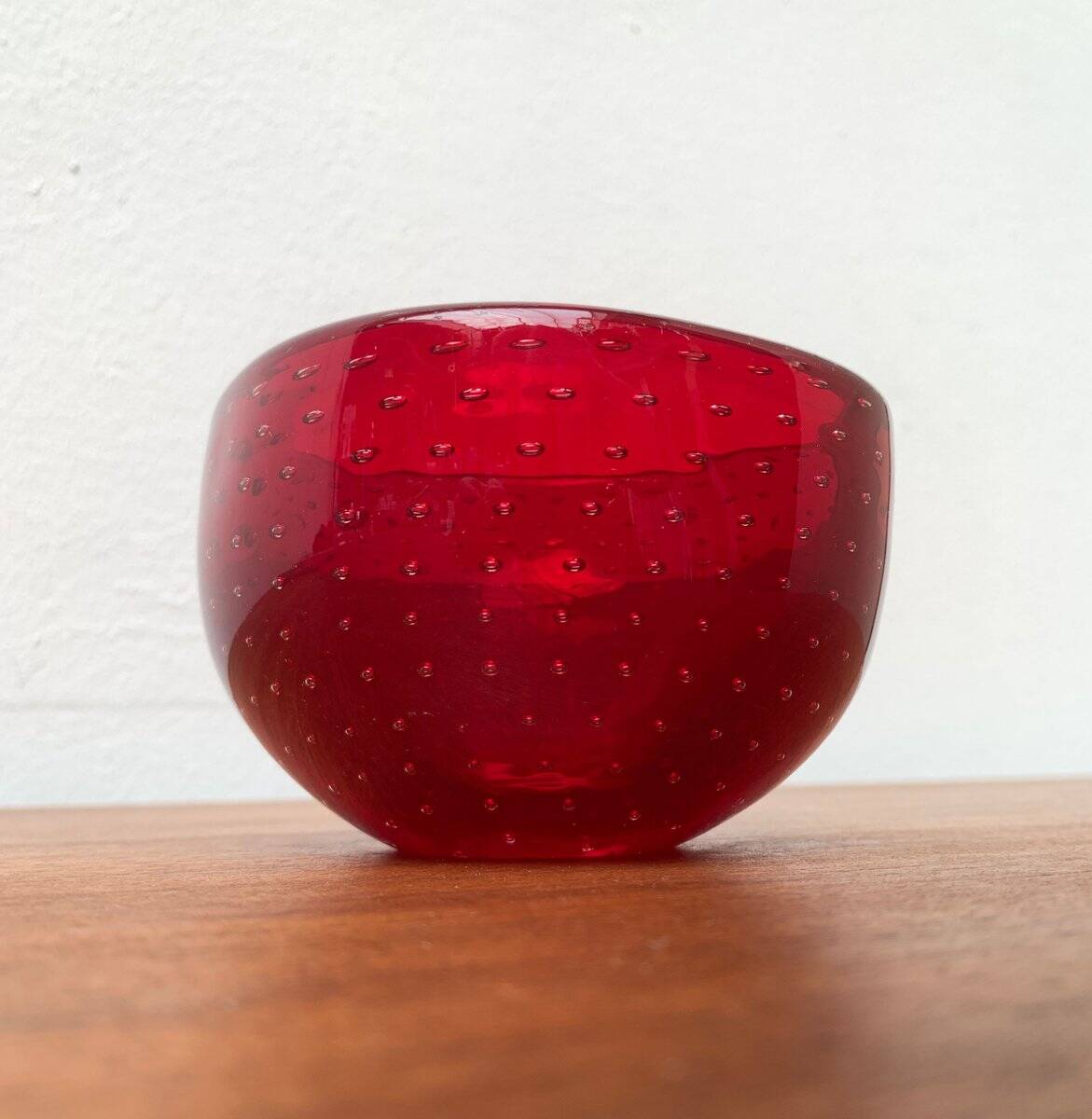 Bol vintage italien en verre Bullicante en forme de fraise, années 1970