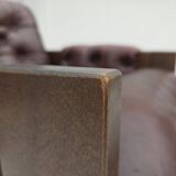 1970s, Scandinavian armchair, brown furniture leather, dark beech wood.