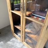 Glass cabinet or display case in pine 1950