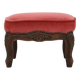 Baroque style foot stool in carved wood with coral velvet upholstery