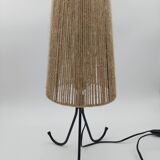 Vintage tripod lamp with rope shade
