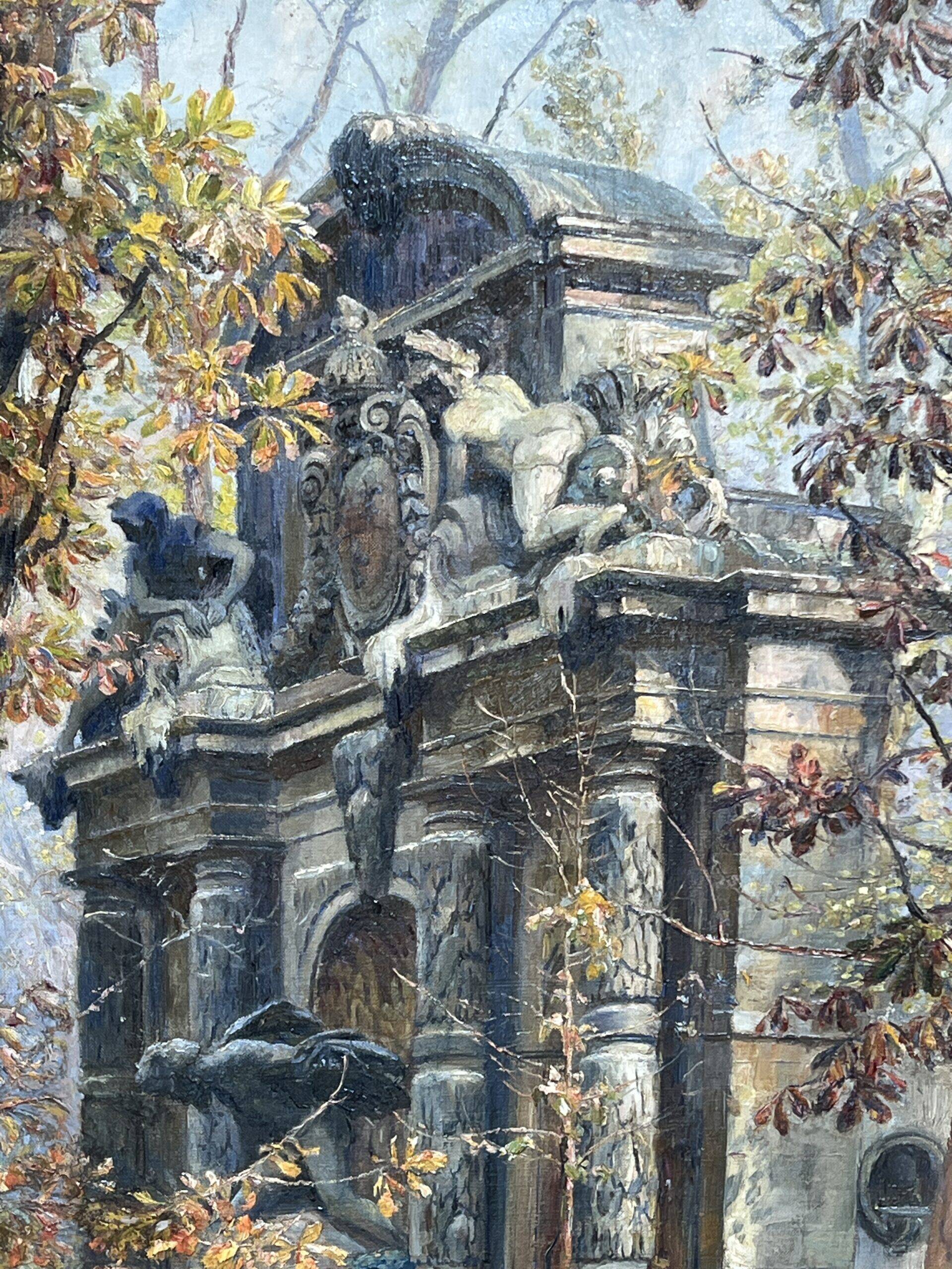 Paul Schaan (1857-1924): The Medici Fountain in the Luxembourg Gardens. Oil on canvas