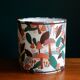 Mushroom lampshade and vintage orange glass lamp foot