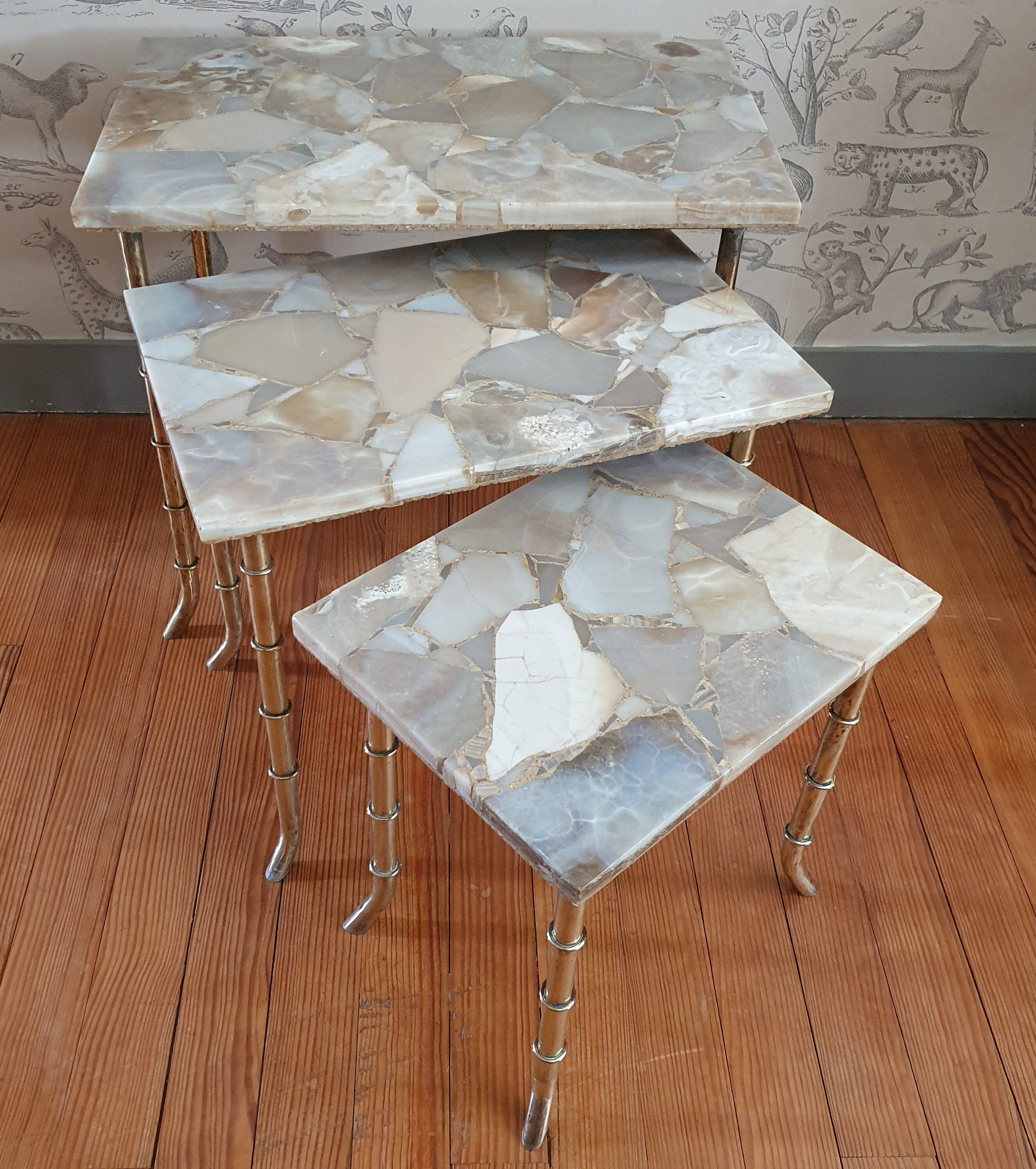 Brass and marble tables