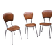 Set of 3 faux leather/steel chairs from the 50s/60s