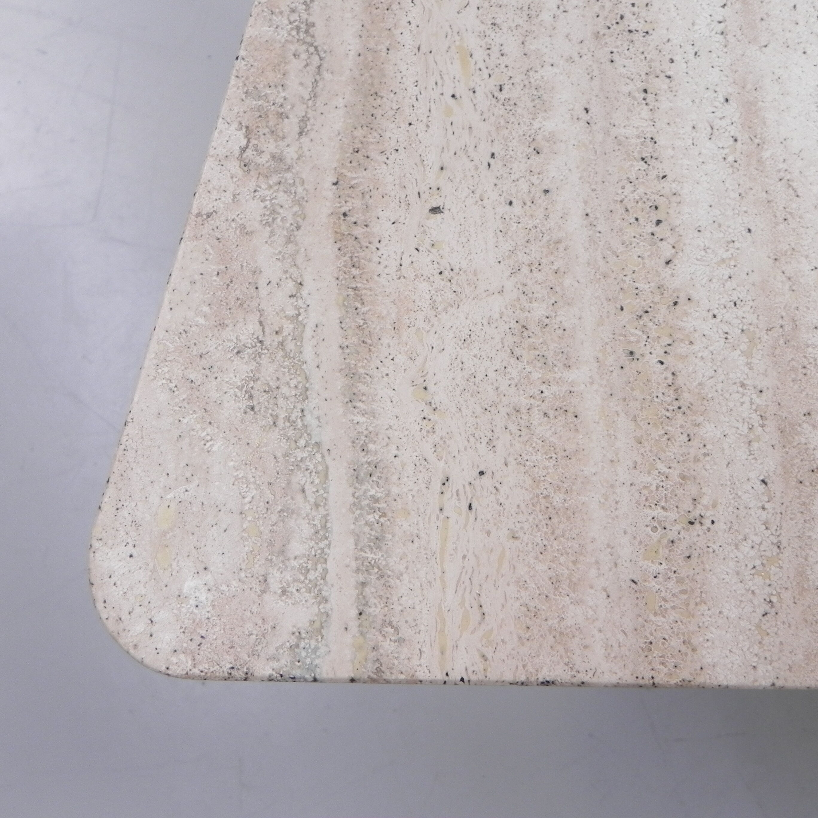 Travertine dining table, 130 x 129 cm