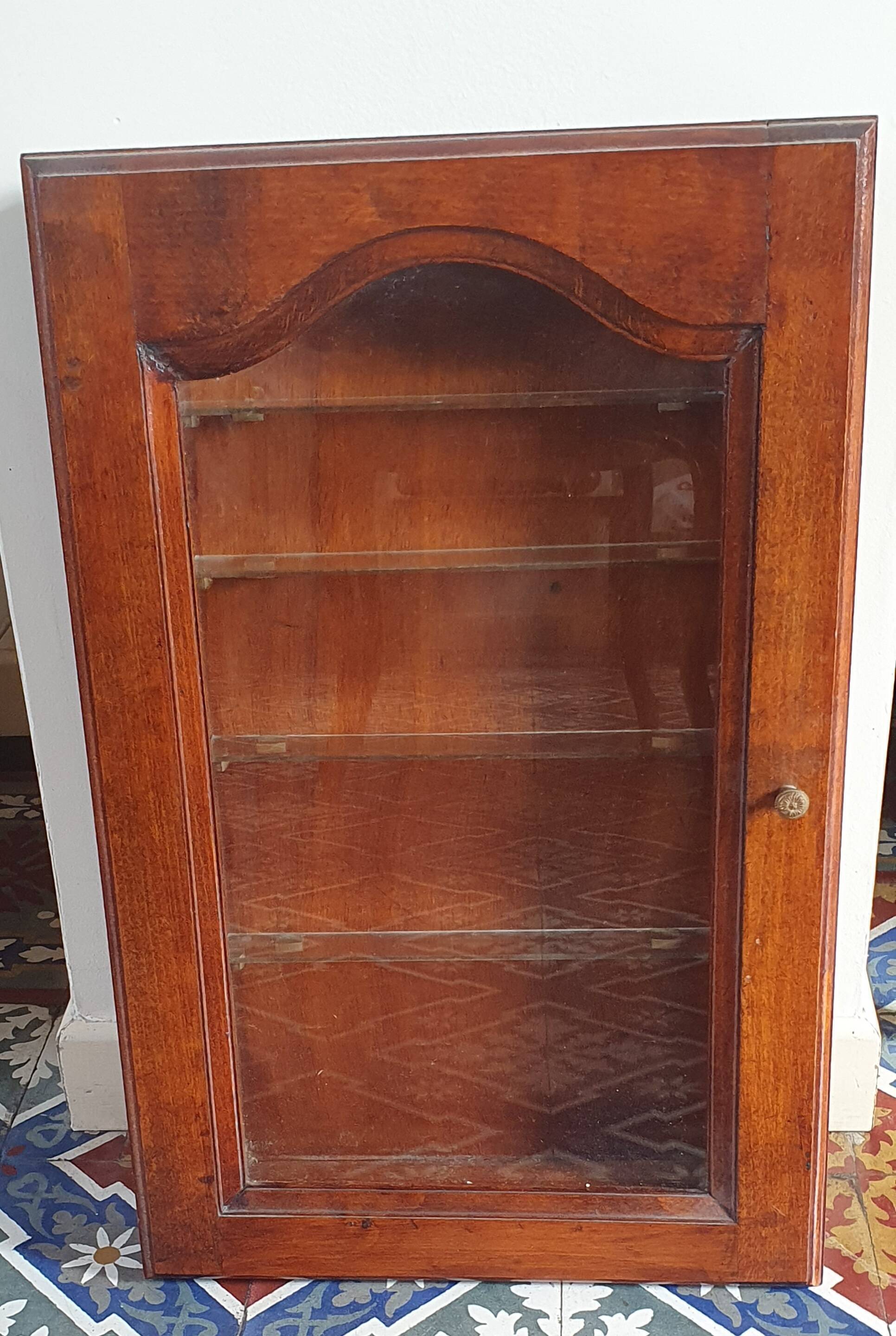 Wall display case wood and glass