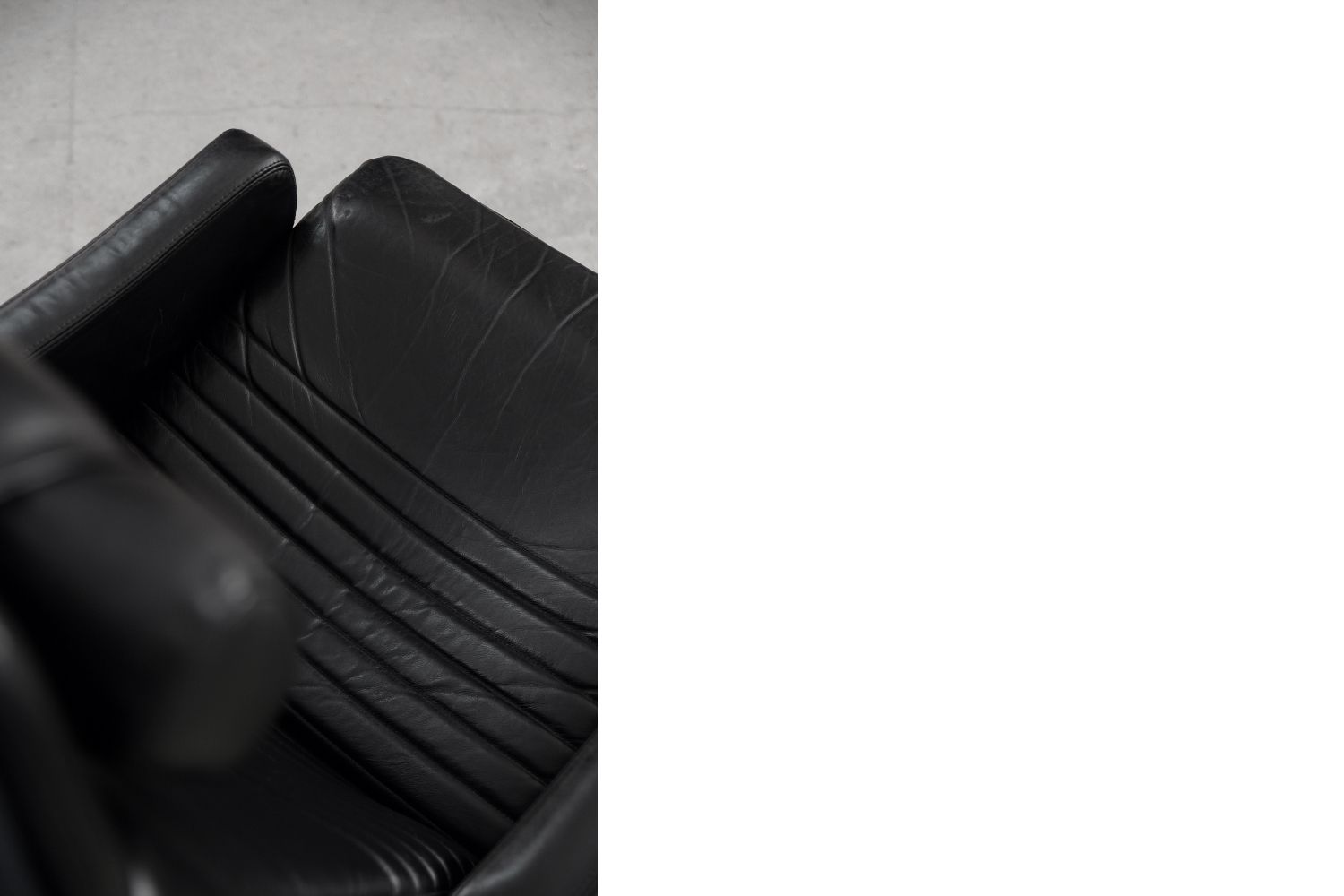 Mid-Century Rare Black Leather Scandinavian Armchair by Ire Möbel, 1970s, Set of 2