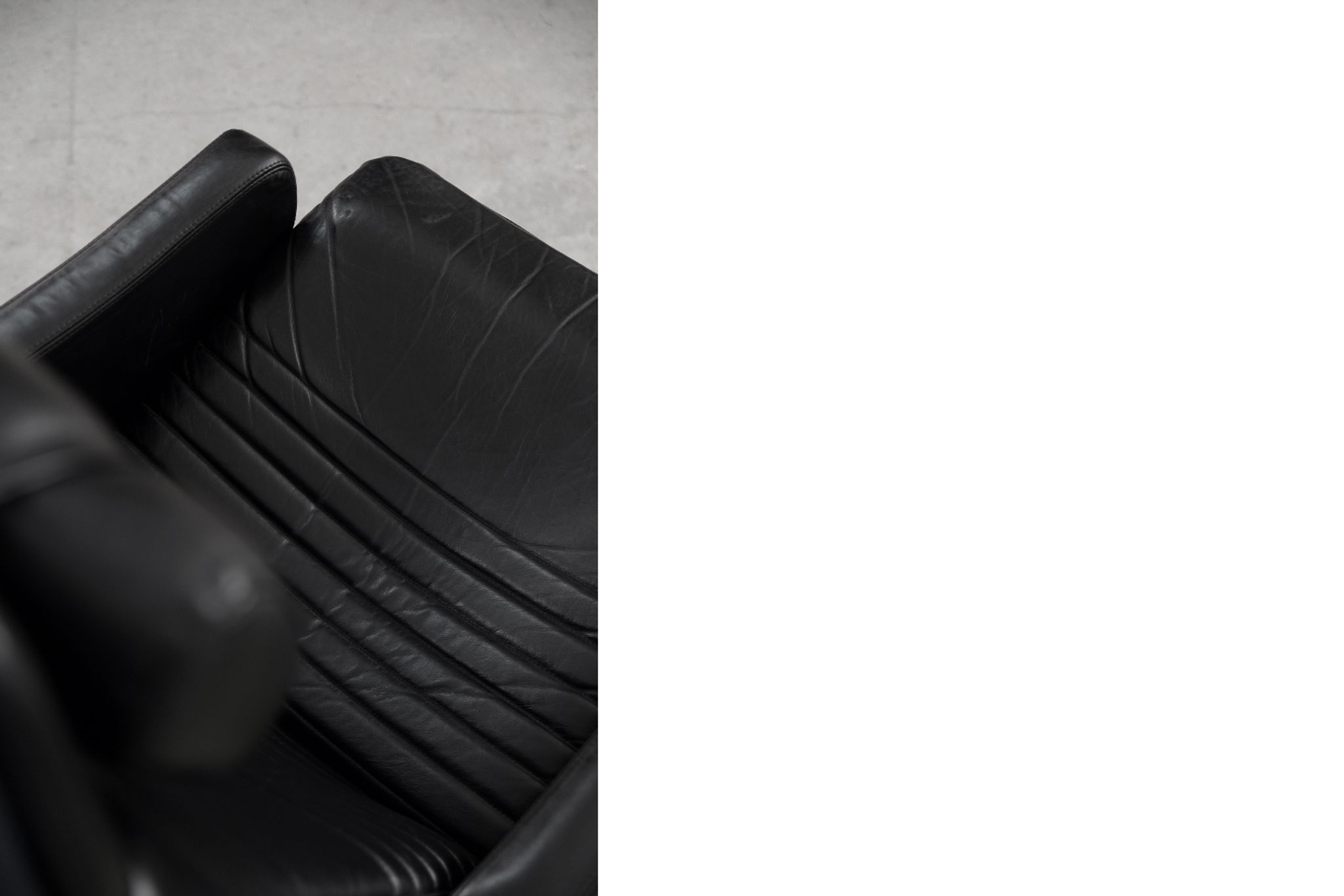 Mid-Century Rare Black Leather Scandinavian Armchair by Ire Möbel, 1970s, Set of 2