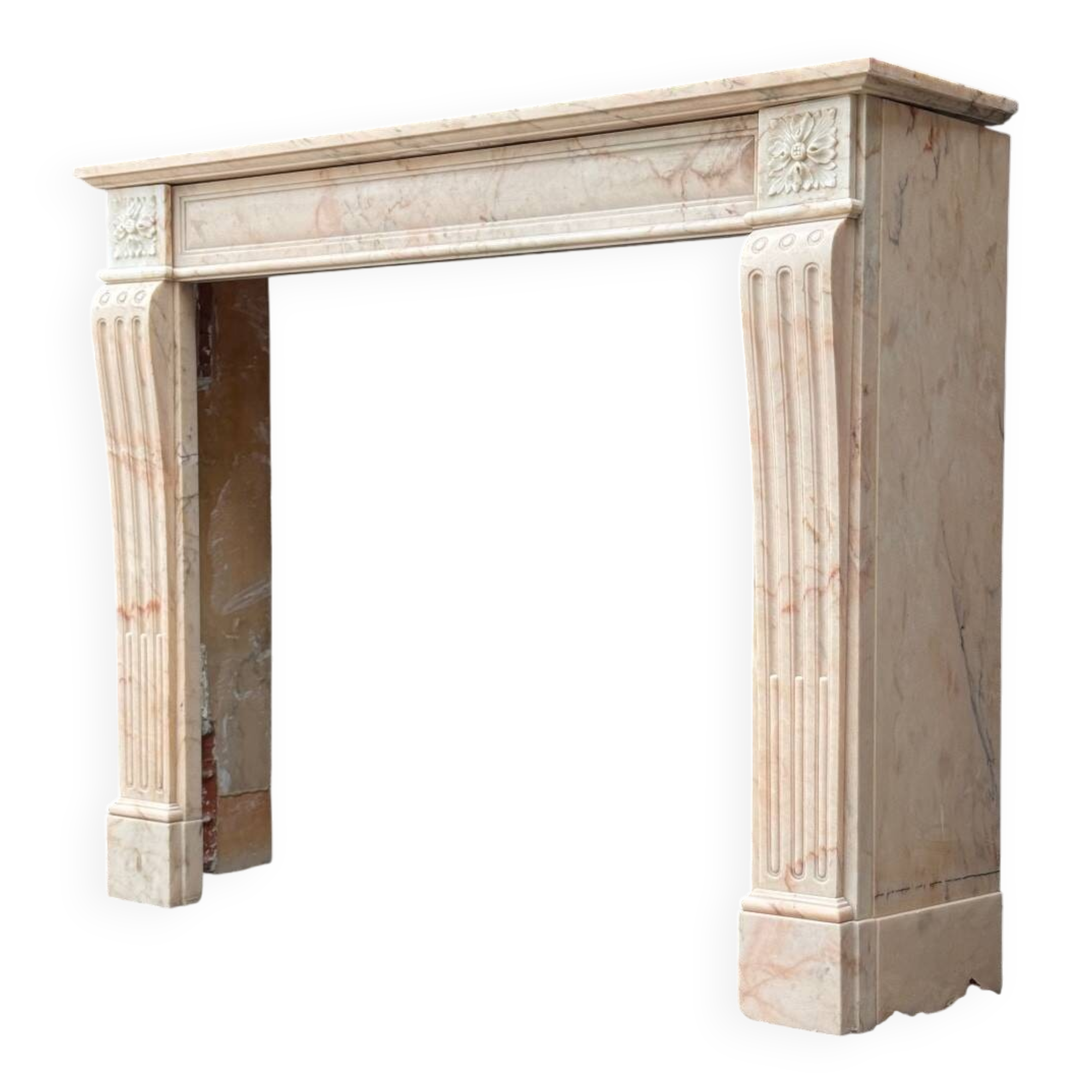 Louis XVI style fireplace in pink marble, circa 1920