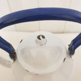 White and blue enamelled kettle