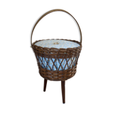 Travailleuse vintage osier années 70