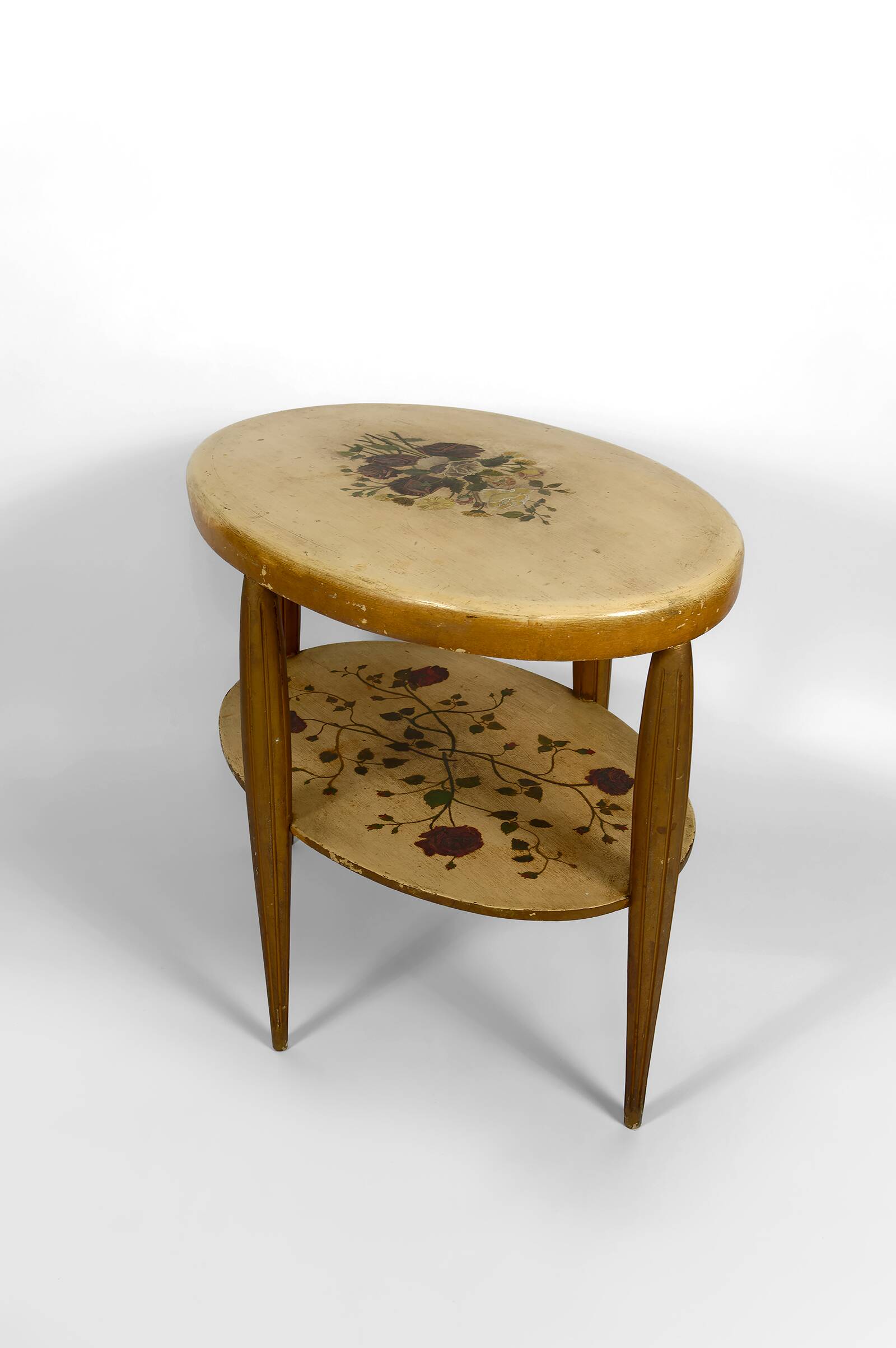 Art Deco gueridon with painted and gilded floral decoration, France – Circa 1920