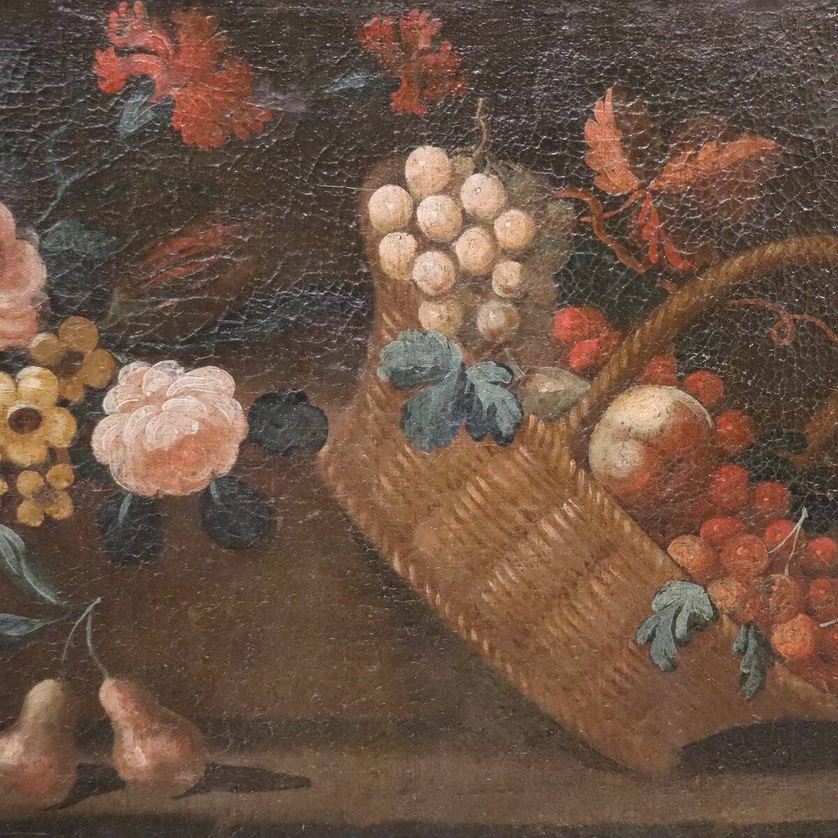 Oil painting on canvas, still life, Italy 18th century