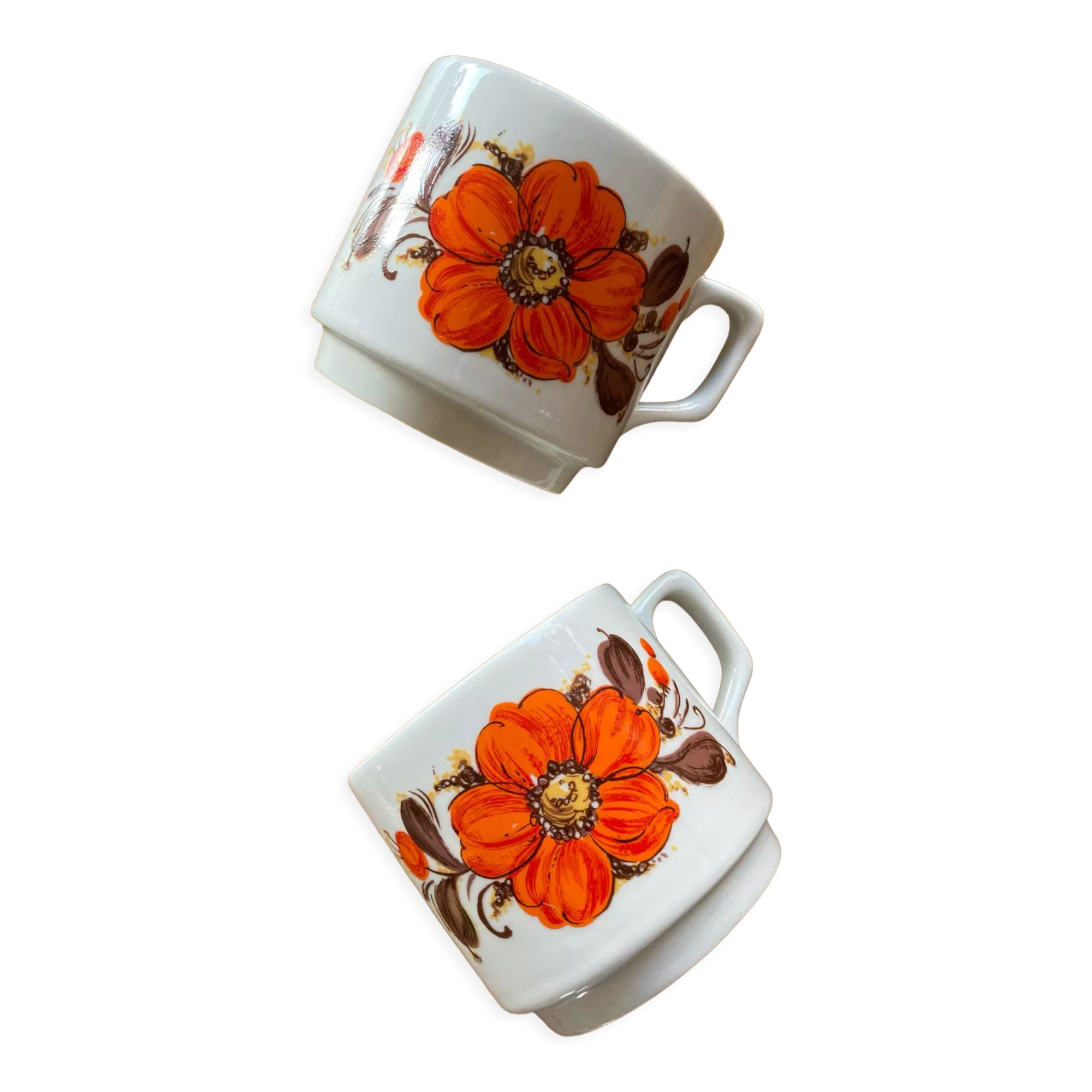 Vintage cups toghana orange flower