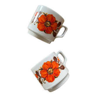 Vintage cups toghana orange flower
