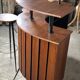 Cocktail bar in teak and metal and its 2 vintage stools 1950'S