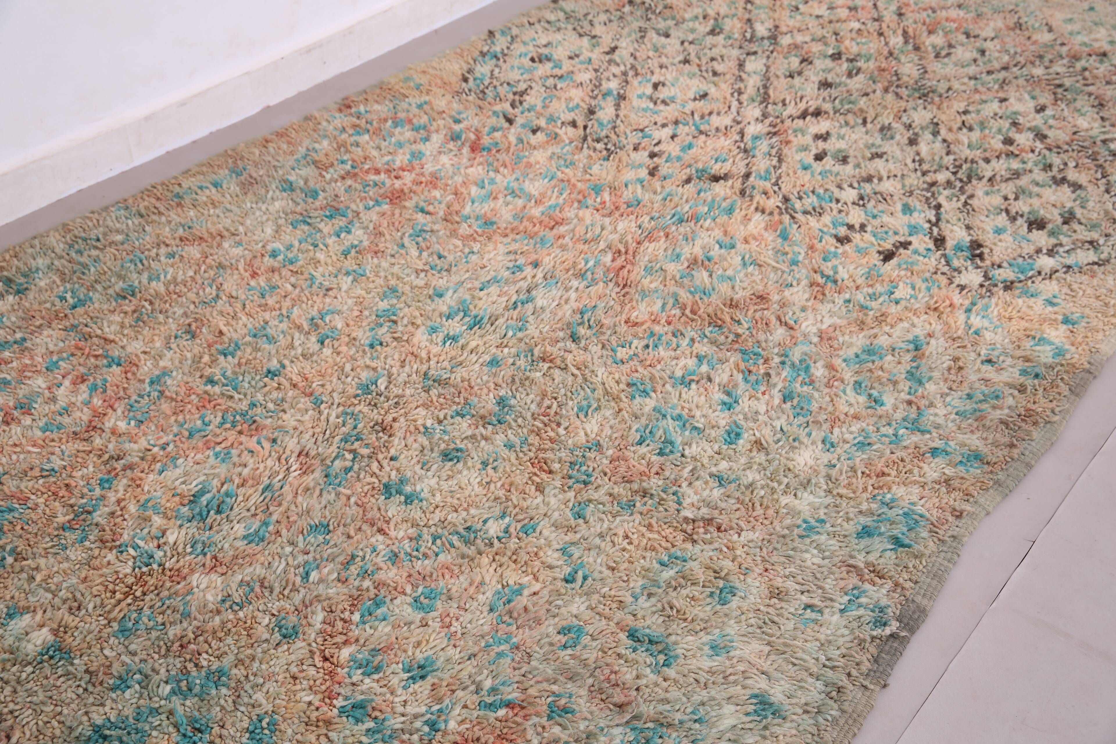 Tapis en laine marocain vintage 173 x 339 cm - Tapis fait main berbère style bohème