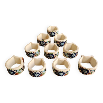 Set of 10 vintage ceramic napkin rings