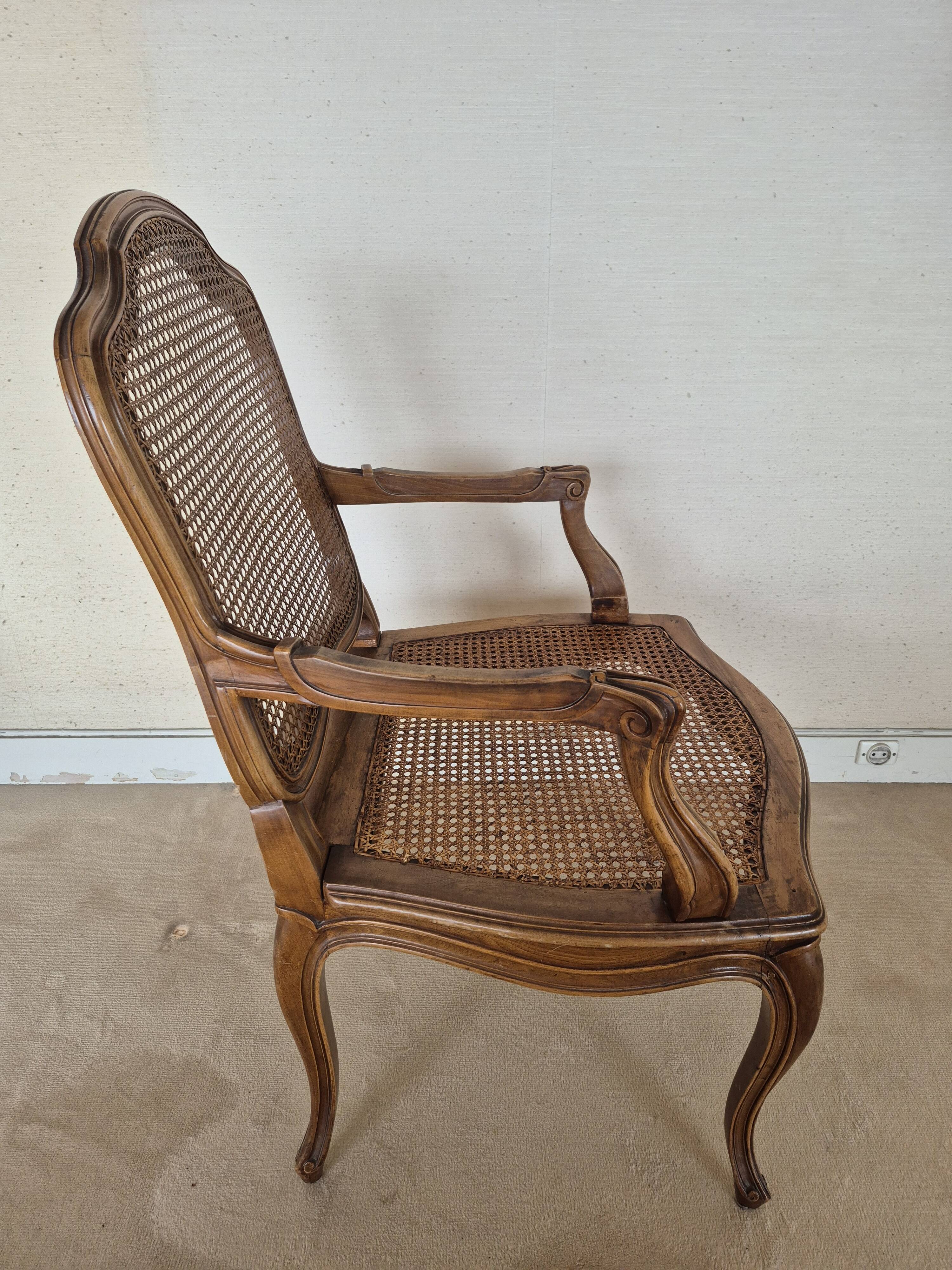 Louis XV style fluted cabriolet armchair