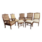 Salon 1900 signé architecte signé Basilé 3 fauteuils 2 chaises 2 ottomanes
