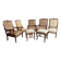 Salon 1900 signed by architect Basilé, 3 armchairs, 2 chairs, 2 ottomans.