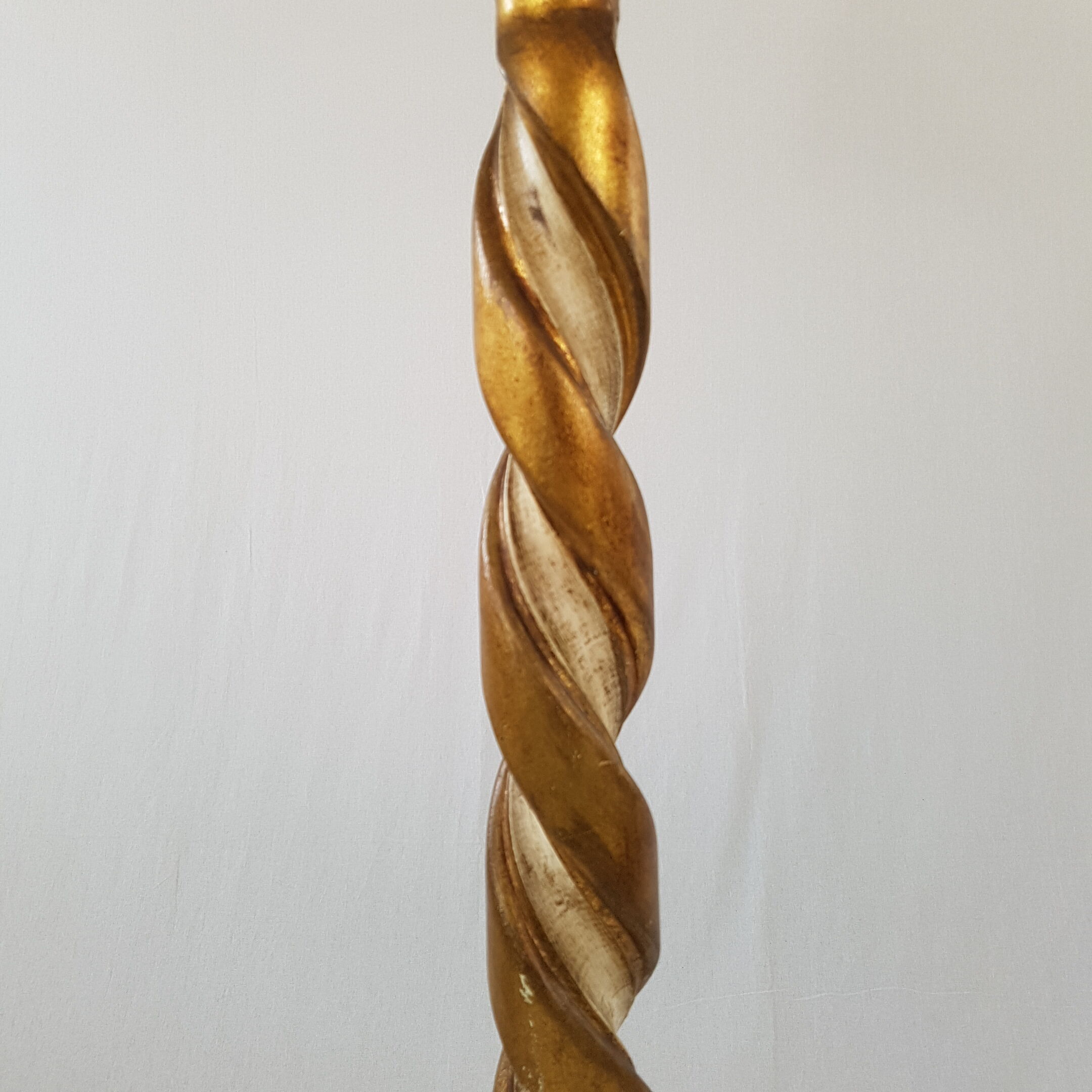 Golden wood column floor lamp