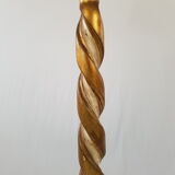Golden wood column floor lamp
