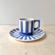 Vintage fox trott coffee cup sarreguemines, art deco striped service.