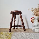 Antique wooden tripod stool - turned leg side table