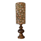 rustic wood lamp, vintage seventies lampshade with floral print