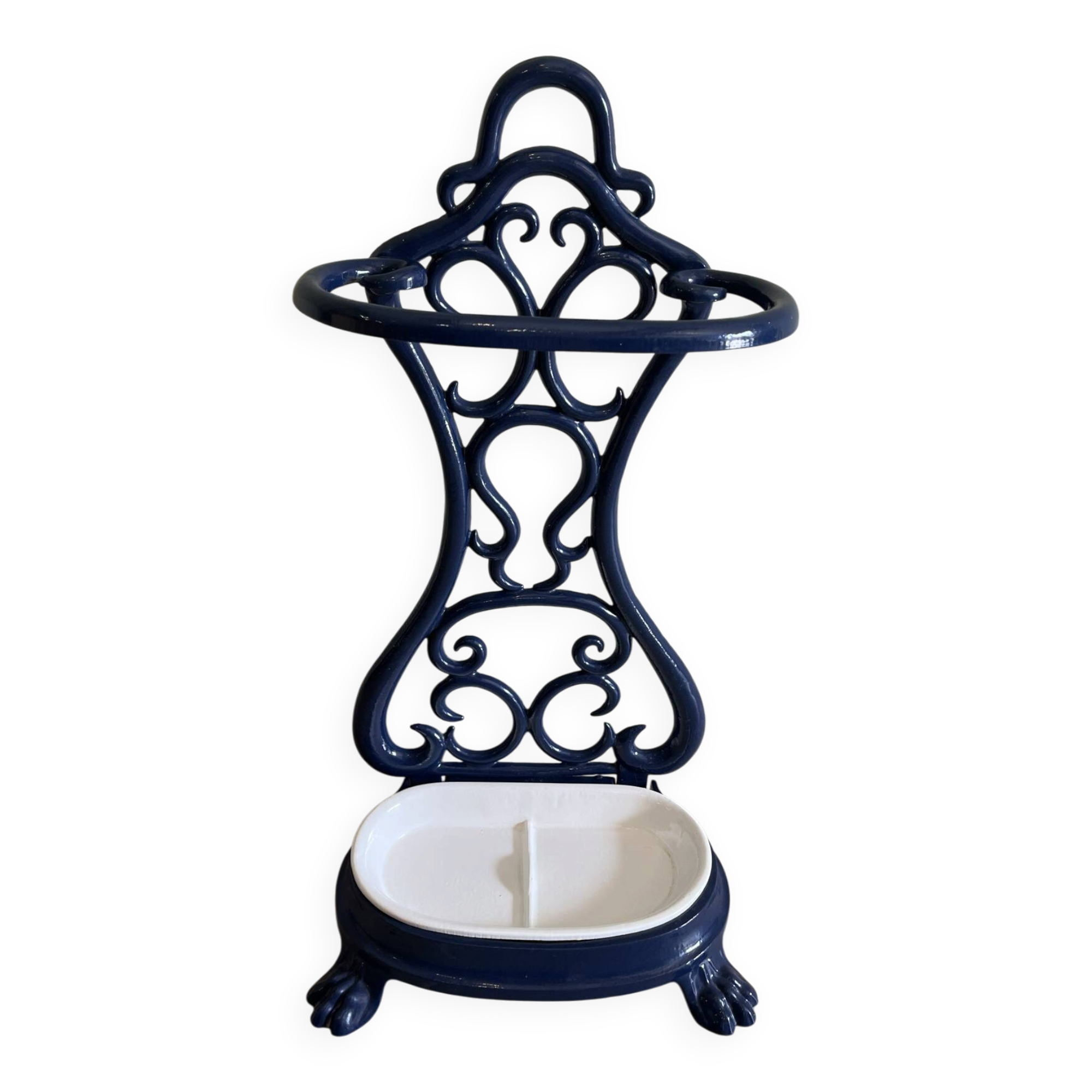 Enamelled cast iron umbrella stand from the early 20th century.