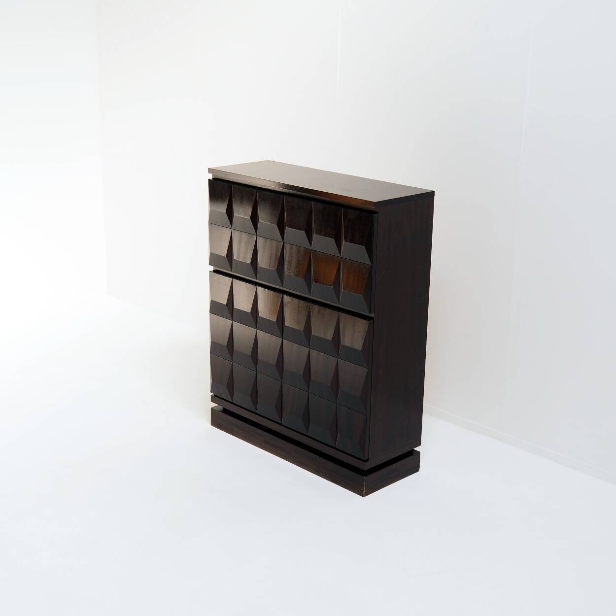 Mid-Century De Coene Frères Oak Cabinet, 1970s Brutalist Belgian design