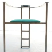 Pair of Memphis style Belgo Chrom chairs, steel and green velvet, 1980s