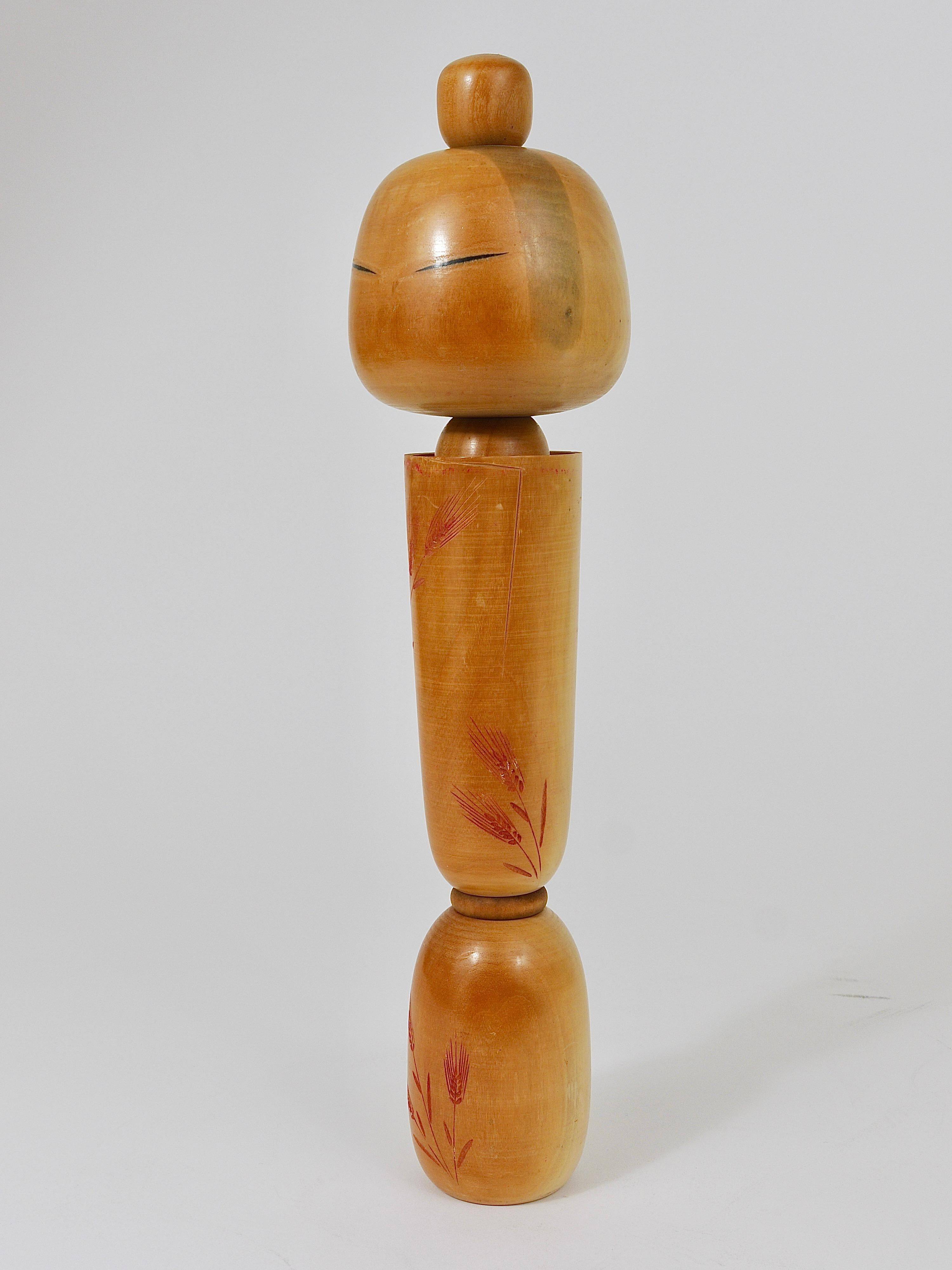 Decorative Kokeshi doll sculpture by Sadao Kishi from Japan, hand-painted.