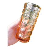 Vintage faceted pink glass vase