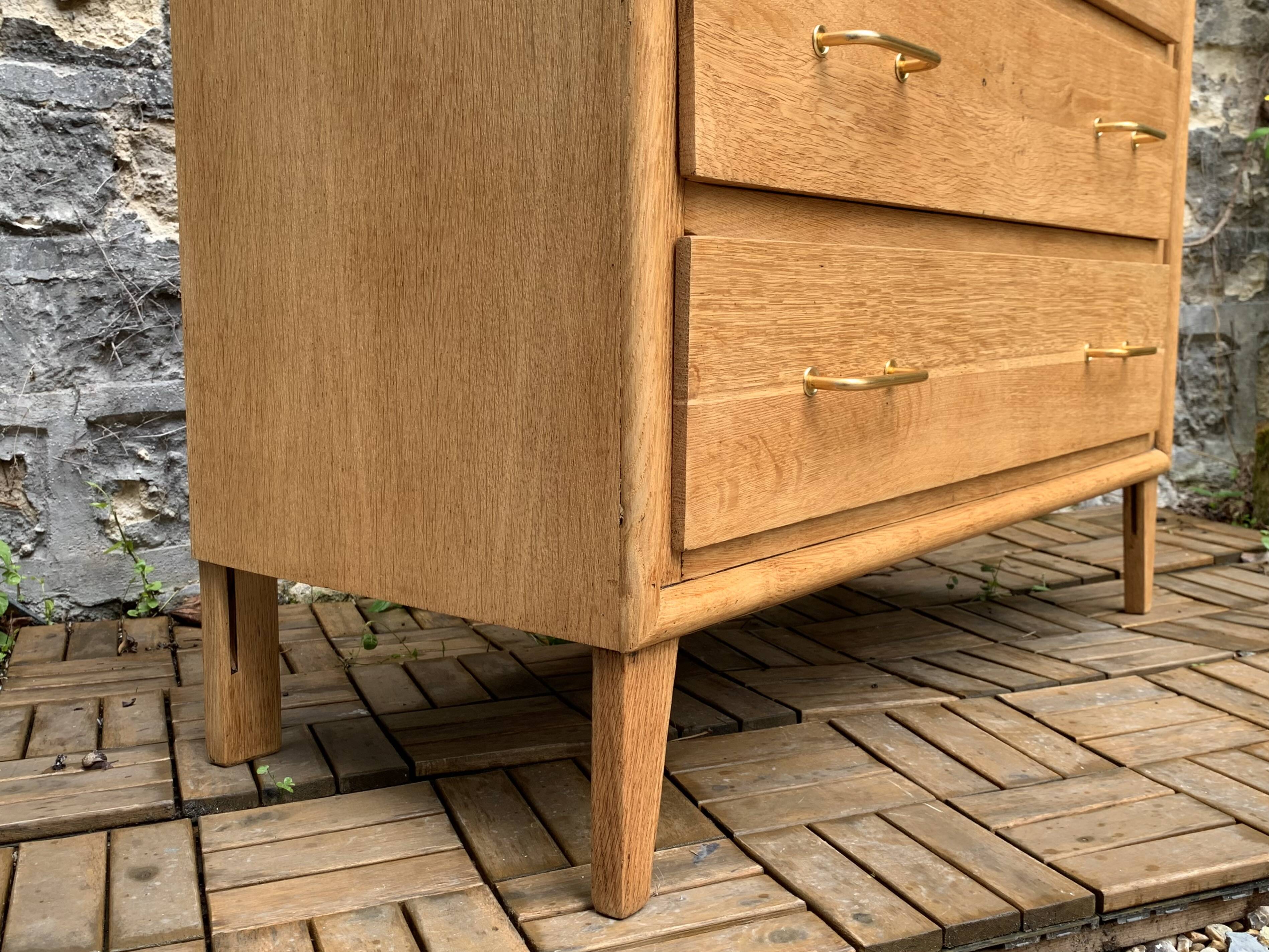 Commode pieds compas et chêne brut massif  1960
